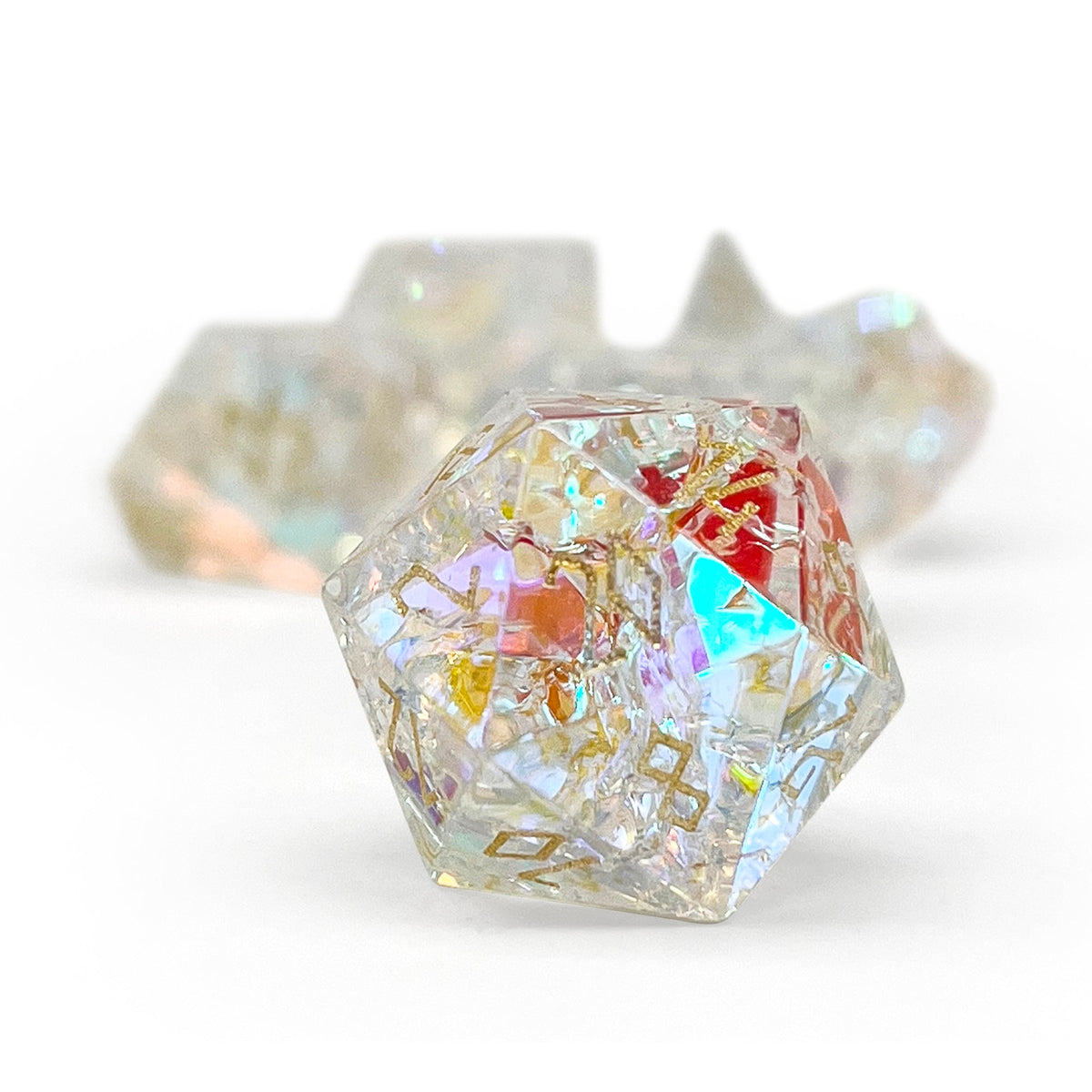 Shattered K9 Rainbow Glass - 7 Piece RPG Set K9 Glass Dice